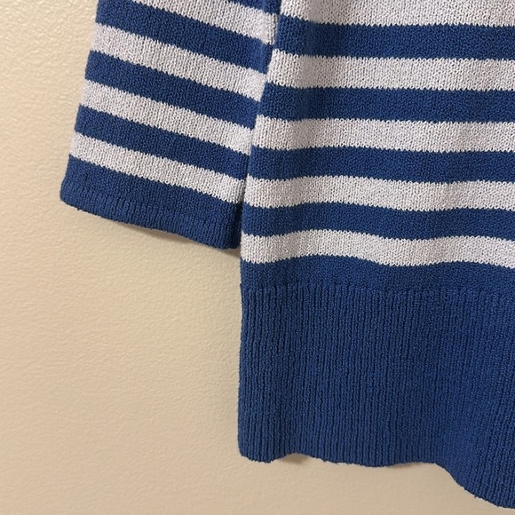 J. McLaughlin Womens Striped Knit Crew Neck Sweater Sz Small Preppy Classic Chic - Picture 4 of 7